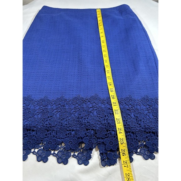 Talbots Women’s Blue Floral Lace Trim Cotton Pencil Skirt Size 12 - Picture 8 of 8